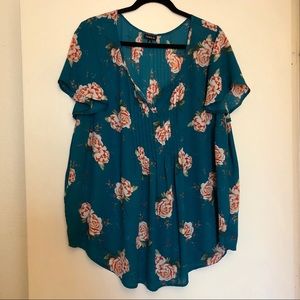 Torrid Blue Floral Blouse